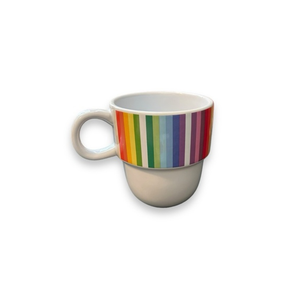 RARE Novogratz ceramic stackable 12oz mug rainbow‎ print